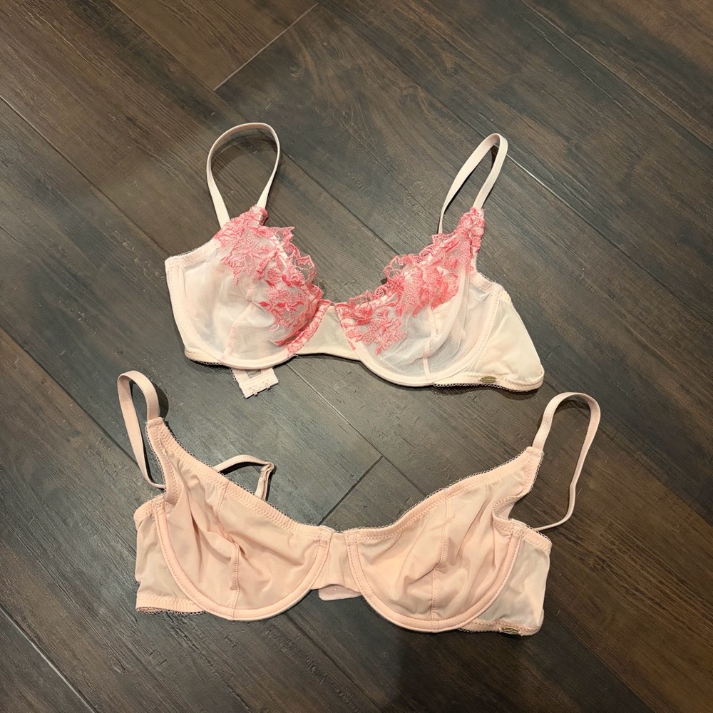 Jessica Simpson Pink and Cream Lace Bras Set
